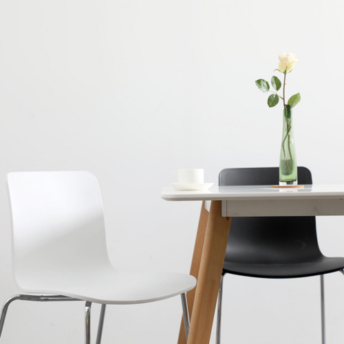 Plastic Dining Chair with Chrome Legs - Dining chair - QONKA HOME