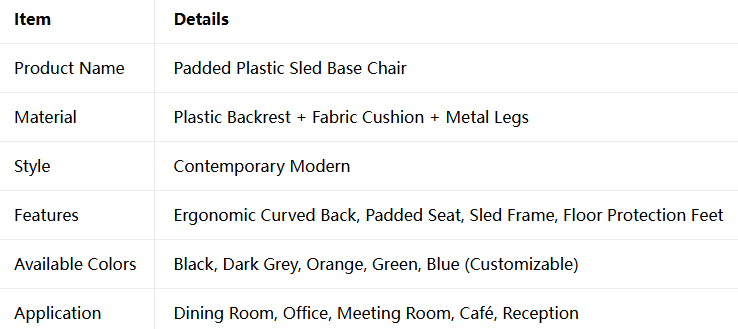 Padded Plastic Sled Base Chair