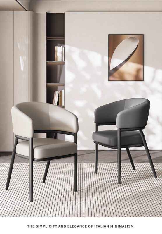 ModernPU Leather Dining Chair With Armrests,  Metal  Chair Upholstered Arm Chair For Home Dining Room - Metal dining chair...