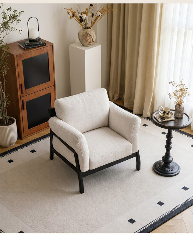 Nordic-style vintage removable-cover single armchair