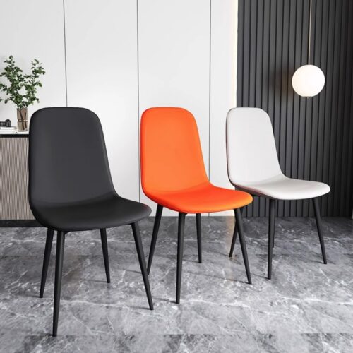 pu Leather Dining Chair, Modern Side Chair With Black Legs Gold Tip, Luxury Restaurant Home Dining Room - Metal dining cha...
