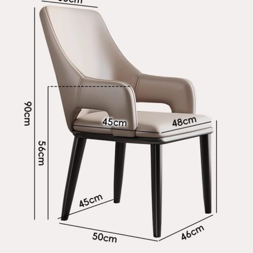 Italian Minimalist High Back Dining Chair PU Leather Upholstered Armchair With Metal legs - Metal dining chair - QONKA HOME