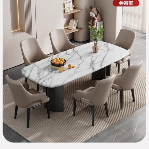 Italian Minimalist High Back Dining Chair PU Leather Upholstered Armchair With Metal legs - Metal dining chair - QONKA HOME