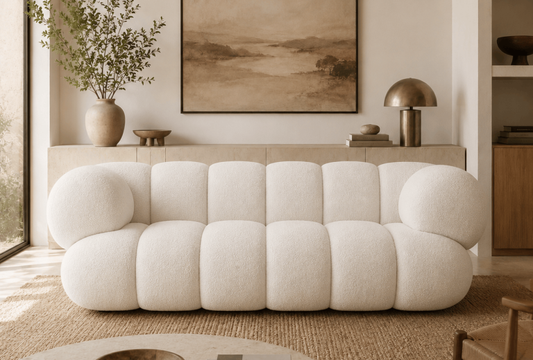 Teddy boucle bubble modular sofa cloud shape couch from QONKA HOME modular sofa manufacturer