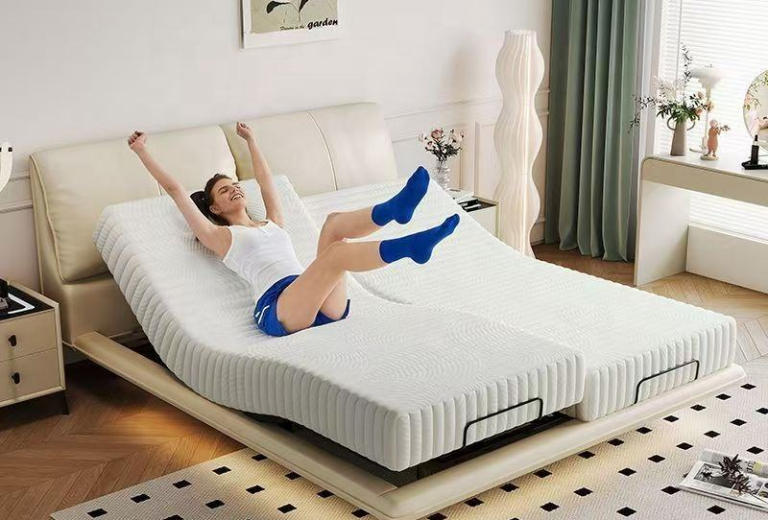 Smart electric adjustable bed raised head position with remote control from QONKA HOME