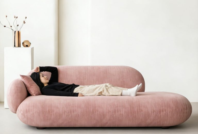 Cream-colored wabi-sabi chaise lounge QONKA HOME China chaise lounge factory